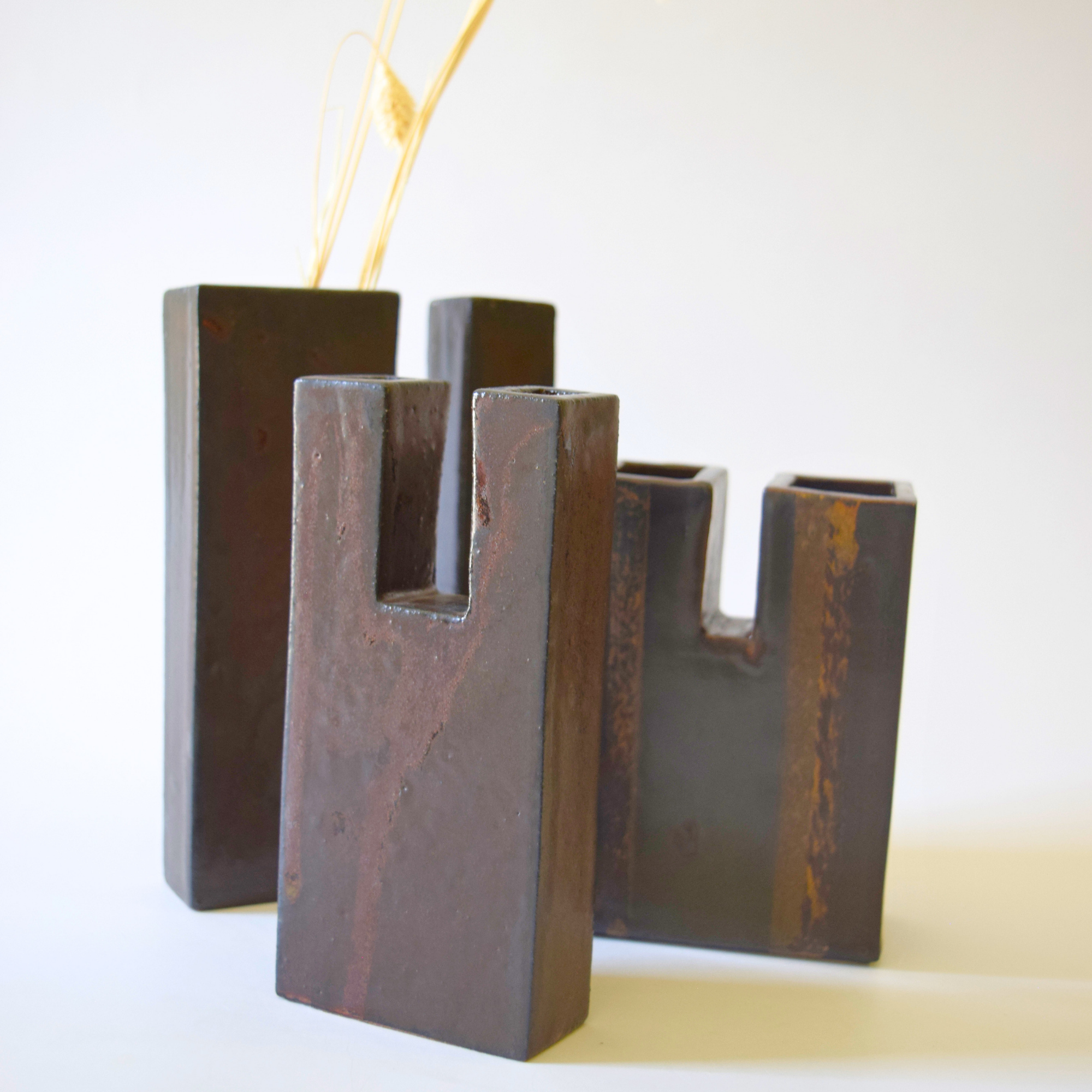 Griffin, Margaret - Geometric rectangular dual neck vase 03